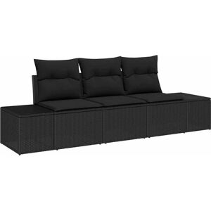 Garden Sofa Set 3 pcs Black Poly Rattan, Powder-Coated Steel Vidaxl Garden Sofa Set 3 pcs Black Poly Rattan, Powder-Coated Steel Vidaxl