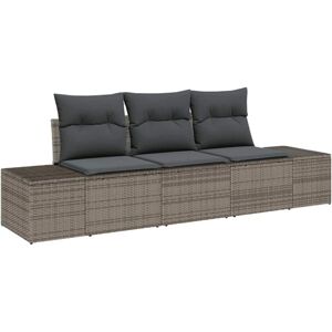 Garden Sofa Set 3 pcs Grey Poly Rattan, Powder-Coated Steel Vidaxl Garden Sofa Set 3 pcs Grey Poly Rattan, Powder-Coated Steel Vidaxl