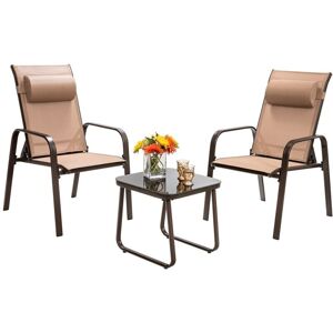 Costway - 3-Piece Patio Bistro Furniture Set Outdoor Patio Conversation Set Costway - 3-Piece Patio Bistro Furniture Set Outdoor Patio Conversation Set