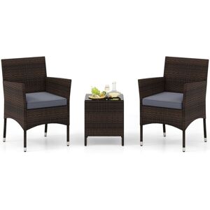Costway - 3 Pieces Patio Furniture Set Outdoor pe Rattan Wicker Chairs-Grey Costway - 3 Pieces Patio Furniture Set Outdoor pe Rattan Wicker Chairs-Grey