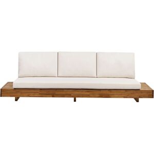 BELIANI Garden Sofa 3 Seater MARETTIMO Certified Acacia Wood Brown BELIANI Garden Sofa 3 Seater MARETTIMO Certified Acacia Wood Brown