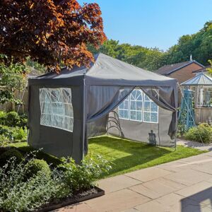 Home Source - 3m Grey Gazebo with Sides Windows Zip Up Marquee Outdoor Garden Party Camping Home Source - 3m Grey Gazebo with Sides Windows Zip Up Marquee Outdoor Garden Party Camping