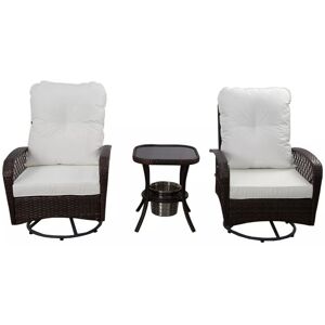 FURNITURE ONE 3Pcs Garden Bistro Set w Ice Bucket - Swivel Chair FURNITURE ONE 3Pcs Garden Bistro Set w Ice Bucket - Swivel Chair
