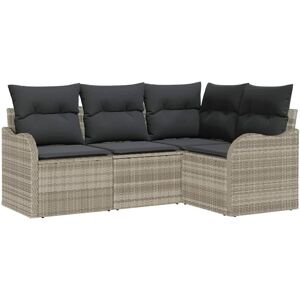 Garden Sofa Set with Cushion 4 pcs Light grey Poly rattan Vidaxl Garden Sofa Set with Cushion 4 pcs Light grey Poly rattan Vidaxl