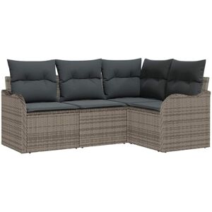 Garden Sofa Set with Cushion 4 pcs Grey Poly rattan Vidaxl Garden Sofa Set with Cushion 4 pcs Grey Poly rattan Vidaxl