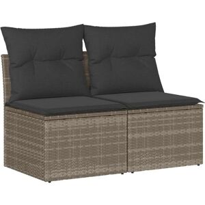 2 Piece Garden Sofa Set with Cushions Grey Poly Rattan Acacia Vidaxl 2 Piece Garden Sofa Set with Cushions Grey Poly Rattan Acacia Vidaxl