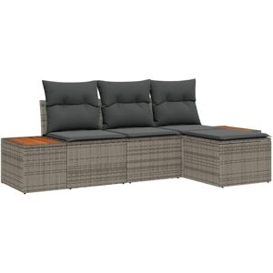 Garden Sofa Set with Cushion with Pillow 4 pcs Grey Poly Rattan vidaXL Garden Sofa Set with Cushion with Pillow 4 pcs Grey Poly Rattan vidaXL