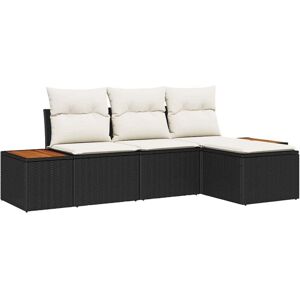 Vidaxl - Garden Sofa Set 4 pcs Black and cream 184 x 62 x 85 cm Vidaxl - Garden Sofa Set 4 pcs Black and cream 184 x 62 x 85 cm