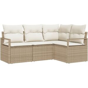 Vidaxl - Garden Sofa Set with Cushion with Storage 4 pcs Beige, Cream Vidaxl - Garden Sofa Set with Cushion with Storage 4 pcs Beige, Cream