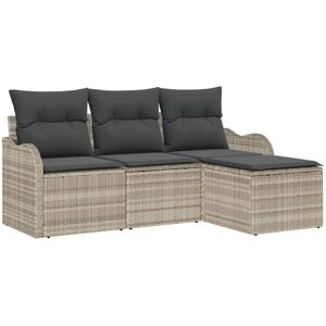 Garden Sofa Set with Cushion 4 pcs Light grey Poly rattan Vidaxl Garden Sofa Set with Cushion 4 pcs Light grey Poly rattan Vidaxl