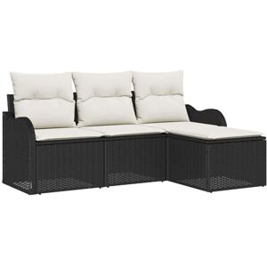 Garden Sofa Set with Cushion 4 pcs Black Poly rattan Vidaxl Garden Sofa Set with Cushion 4 pcs Black Poly rattan Vidaxl