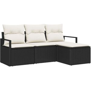Vidaxl - Garden Sofa Set with Cushion with Storage 4 pcs Black, Cream Vidaxl - Garden Sofa Set with Cushion with Storage 4 pcs Black, Cream