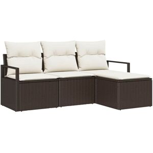 Vidaxl - Garden Sofa Set with Cushion with Storage 4 pcs Brown, Cream Vidaxl - Garden Sofa Set with Cushion with Storage 4 pcs Brown, Cream