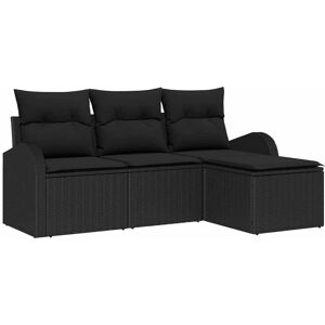 Garden Sofa Set with Cushion 4 pcs Black Poly rattan Vidaxl Garden Sofa Set with Cushion 4 pcs Black Poly rattan Vidaxl