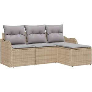 Garden Sofa Set with Cushion 4 pcs Beige Poly rattan Vidaxl Garden Sofa Set with Cushion 4 pcs Beige Poly rattan Vidaxl