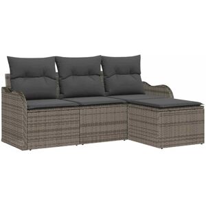 Garden Sofa Set with Cushion 4 pcs Grey Poly rattan Vidaxl Garden Sofa Set with Cushion 4 pcs Grey Poly rattan Vidaxl
