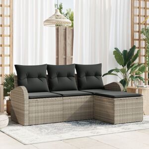 Garden Sofa Set with Cushion 4 pcs Light grey Poly rattan Vidaxl Garden Sofa Set with Cushion 4 pcs Light grey Poly rattan Vidaxl