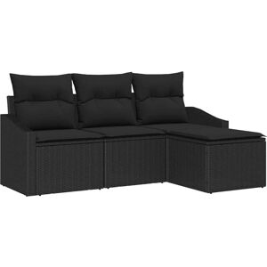 Vidaxl - Garden Sofa Set 4 pcs Black Poly Rattan, Powder-Coated Steel Vidaxl - Garden Sofa Set 4 pcs Black Poly Rattan, Powder-Coated Steel