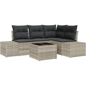 Vidaxl - Garden Sofa Set with Cushion with Storage 5 pcs Light Grey Vidaxl - Garden Sofa Set with Cushion with Storage 5 pcs Light Grey