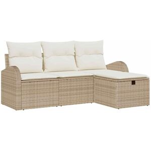 Garden Sofa Set with Cushion 4 pcs Beige Poly rattan Vidaxl Garden Sofa Set with Cushion 4 pcs Beige Poly rattan Vidaxl