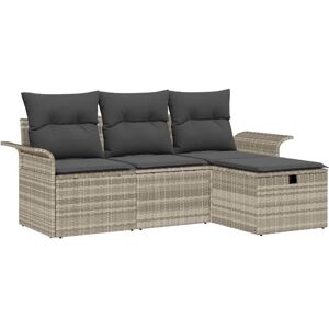 Vidaxl - Garden Sofa Set 4 pcs Light grey 196 x 117 x 85 cm Poly rattan Vidaxl - Garden Sofa Set 4 pcs Light grey 196 x 117 x 85 cm Poly rattan