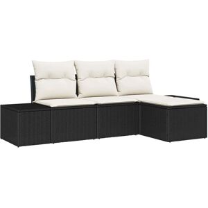 Garden Sofa Set 4 pcs Black Poly rattan Vidaxl Garden Sofa Set 4 pcs Black Poly rattan Vidaxl