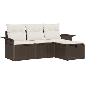 Vidaxl - Garden Sofa Set 4 pcs Brown and cream 196 x 117 x 85 cm Vidaxl - Garden Sofa Set 4 pcs Brown and cream 196 x 117 x 85 cm