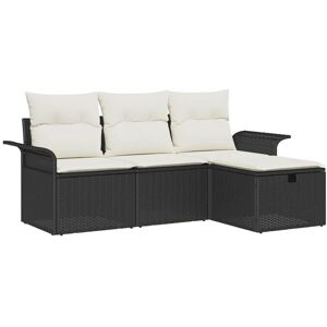 Garden Sofa Set with Cushion 4 pcs Black and cream Poly rattan vidaXL Garden Sofa Set with Cushion 4 pcs Black and cream Poly rattan vidaXL