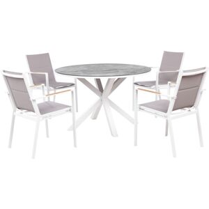 Beliani Garden Set - Modern Aluminum 4-Seater with Marble Effect Table Beliani Garden Set - Modern Aluminum 4-Seater with Marble Effect Table