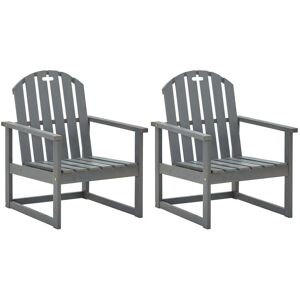 Vidaxl - Garden Sofa Chairs 2 pcs Grey Solid Acacia Wood Vidaxl - Garden Sofa Chairs 2 pcs Grey Solid Acacia Wood