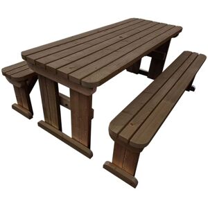 ARBOR GARDEN SOLUTIONS 4ft (120cm) Picnic table and bench set, rustic brown finish, Aspen rounded corners ARBOR GARDEN SOLUTIONS 4ft (120cm) Picnic table and bench set, rustic brown finish, Aspen rounded corners