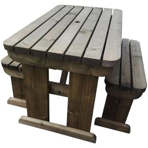 Arbor Garden Solutions - 4ft (120cm) Picnic table and bench set rustic brown finish, Yews rounded corners Arbor Garden Solutions - 4ft (120cm) Picnic table and bench set rustic brown finish, Yews rounded corners