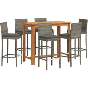7 Piece Garden Bar Set Grey Solid Wood Acacia and Poly Rattan vidaXL 7 Piece Garden Bar Set Grey Solid Wood Acacia and Poly Rattan vidaXL