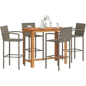 5 Piece Garden Bar Set Grey Solid Wood Acacia and Poly Rattan vidaXL 5 Piece Garden Bar Set Grey Solid Wood Acacia and Poly Rattan vidaXL