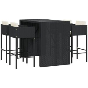 5 Piece Garden Bar Set with Cushions Black Poly Rattan Vidaxl 5 Piece Garden Bar Set with Cushions Black Poly Rattan Vidaxl