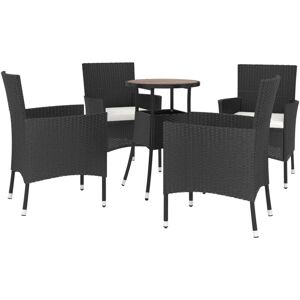 5 Piece Garden Bistro Set with Cushions Black Poly Rattan Vidaxl 5 Piece Garden Bistro Set with Cushions Black Poly Rattan Vidaxl