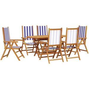 Vidaxl - Garden Dining Set 7 pcs Blue and white Solid acacia wood Vidaxl - Garden Dining Set 7 pcs Blue and white Solid acacia wood