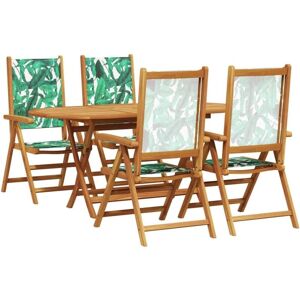 Garden Dining Set Folding 5 pcs Leaf pattern Solid acacia wood Vidaxl Garden Dining Set Folding 5 pcs Leaf pattern Solid acacia wood Vidaxl