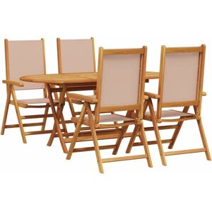 Garden Dining Set Folding 5 pcs Taupe Solid acacia wood Vidaxl Garden Dining Set Folding 5 pcs Taupe Solid acacia wood Vidaxl