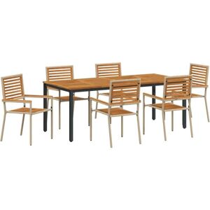 Garden Dining Set 7 pcs Beige, Brown 200 x 100 x 75 cm Vidaxl Garden Dining Set 7 pcs Beige, Brown 200 x 100 x 75 cm Vidaxl