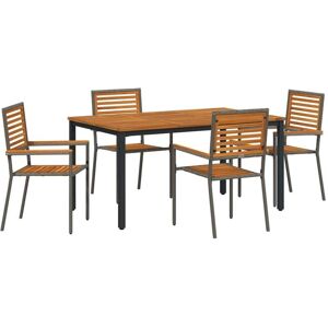 Vidaxl - Garden Dining Set 5 pcs Grey 150 x 90 x 75 cm Poly Rattan Vidaxl - Garden Dining Set 5 pcs Grey 150 x 90 x 75 cm Poly Rattan