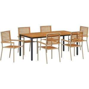 Vidaxl - Garden Dining Set 7 pcs Beige 180 x 90 x 75 cm Poly Rattan Vidaxl - Garden Dining Set 7 pcs Beige 180 x 90 x 75 cm Poly Rattan