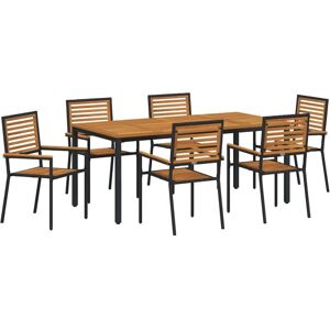 Garden Dining Set 7 pcs Black, Wood 180 x 90 x 75 cm Vidaxl Garden Dining Set 7 pcs Black, Wood 180 x 90 x 75 cm Vidaxl