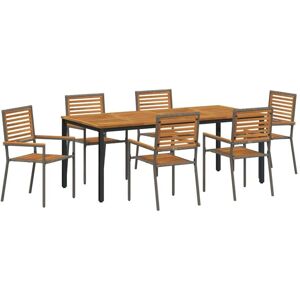 Garden Dining Set 7 pcs Grey, Brown 200 x 100 x 75 cm Vidaxl Garden Dining Set 7 pcs Grey, Brown 200 x 100 x 75 cm Vidaxl