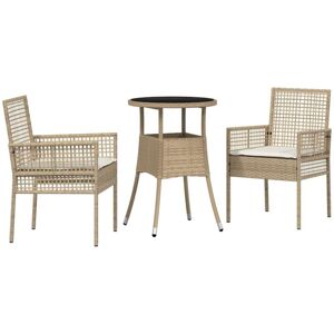Garden Dining Set 3 pcs Beige Poly rattan Vidaxl Garden Dining Set 3 pcs Beige Poly rattan Vidaxl