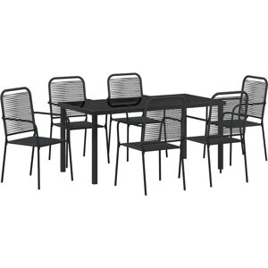 Vidaxl - Garden Dining Set 7 pcs Black Cotton rope and steel Vidaxl - Garden Dining Set 7 pcs Black Cotton rope and steel