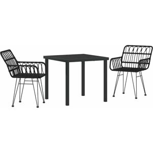 Garden Dining Set 3 pcs Black Poly rattan vidaXL Garden Dining Set 3 pcs Black Poly rattan vidaXL