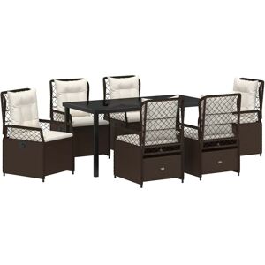 Garden Dining Set 7 pcs Brown Poly Rattan vidaXL Garden Dining Set 7 pcs Brown Poly Rattan vidaXL
