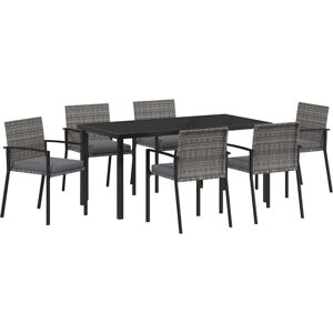 Garden Dining Set 7 pcs Grey Poly rattan Vidaxl Garden Dining Set 7 pcs Grey Poly rattan Vidaxl