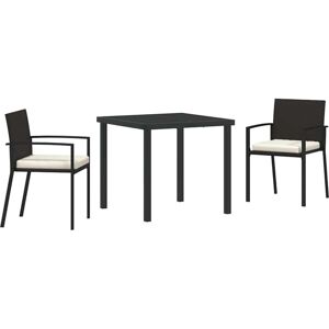 Garden Dining Set 3 pcs Black Poly rattan Vidaxl Garden Dining Set 3 pcs Black Poly rattan Vidaxl